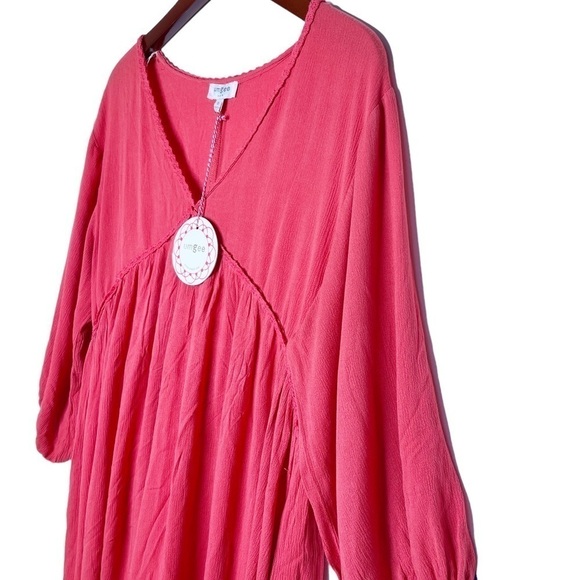 UMGEE NWT Boho V Neck Frayed Hem Dress Size Medium in Coral - Picture 3 of 13